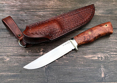Нож "Глухарь": сталь - Bohler М398; рукоять - карельская береза,формовочные ножны
