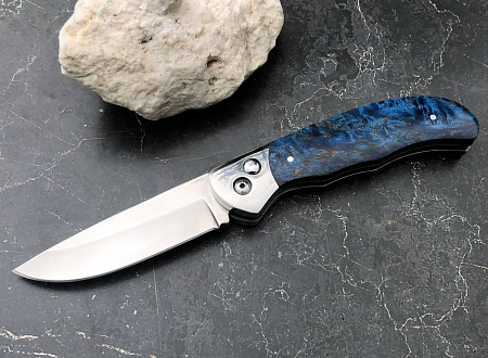 Выкидной нож "Рысь": сталь -  95Х18 (кованая); рукоять - карельская береза