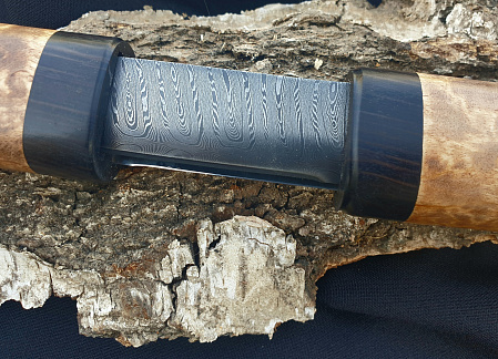 нож Батыр 2 в 1: сталь кованая N690 / Дамас; рукоять и ножны кар. береза